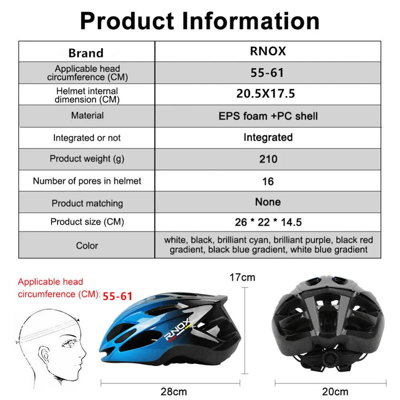 RNOX - 2024 Novo Capacete de Ciclismo Ultraleve + Óculos